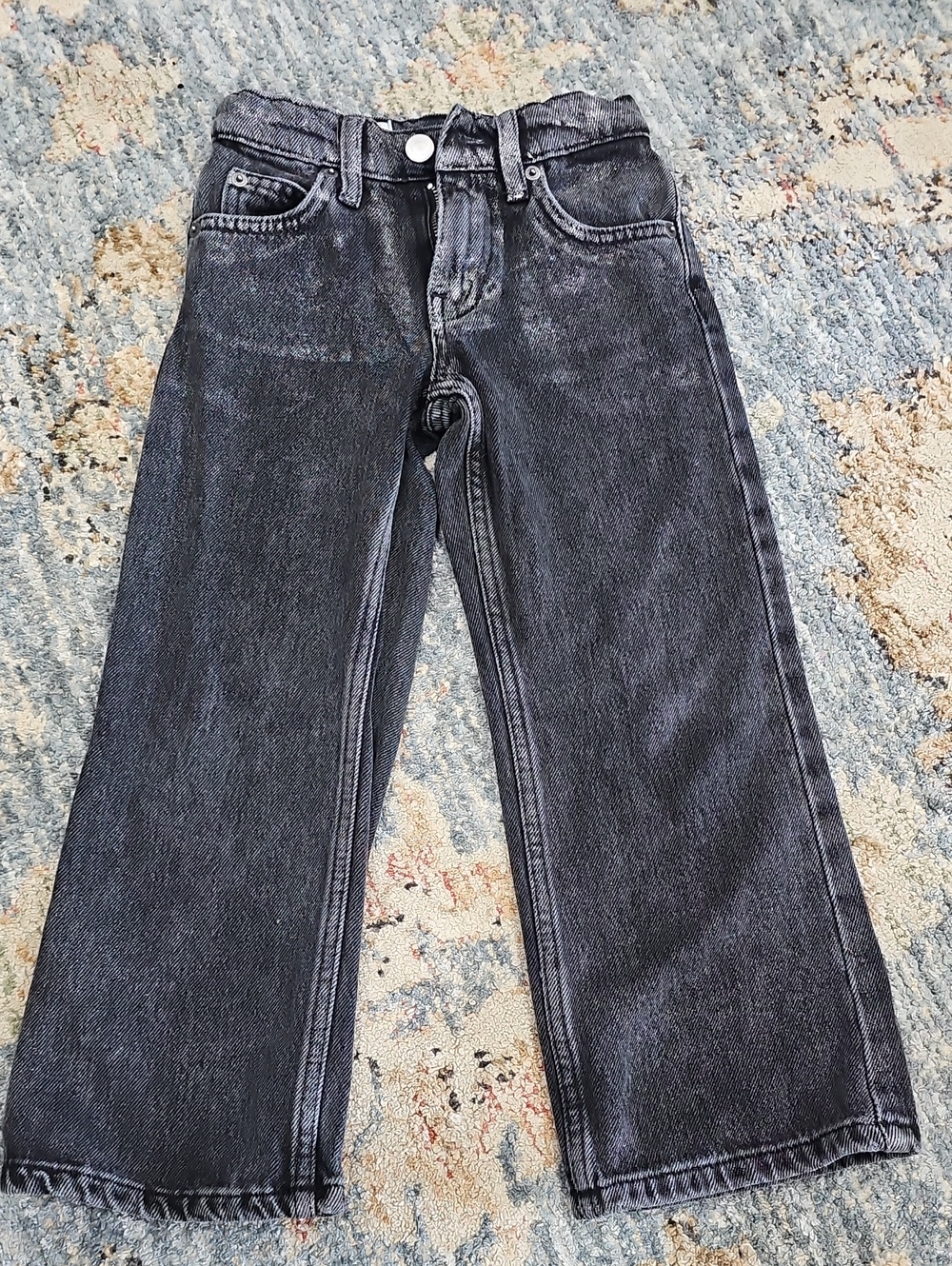 Zara Girls's Sparkle Charcoal Wide-Leg Jeans - Size 6 But Runs Small